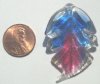1 44x34mm Two Tone Sapphire/Dark Pink with Foil Lampwork Leaf Pendant